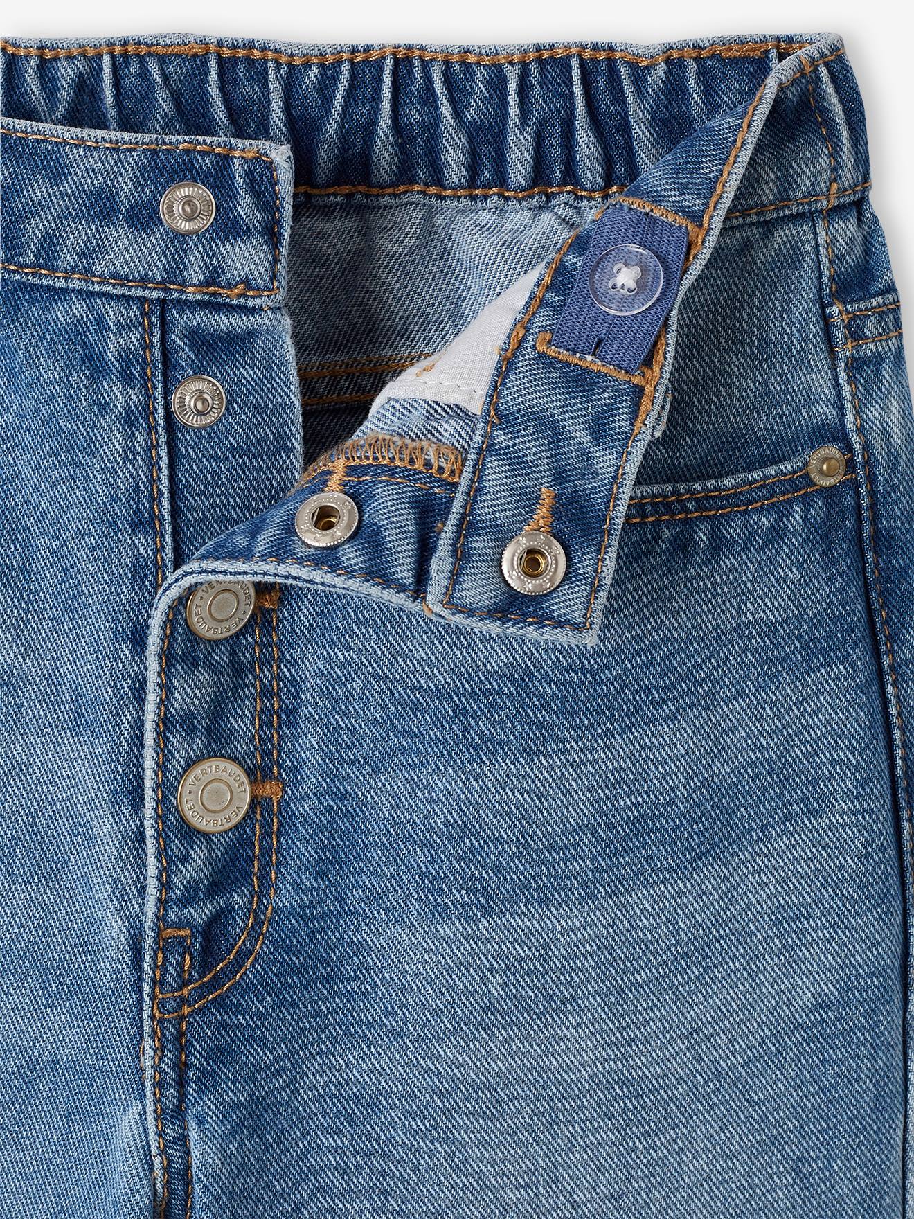 Vertbaudet Mädchen Mom-Fit-Jeans, WATERLESS Hüftweite REGULAR - jeansblau
