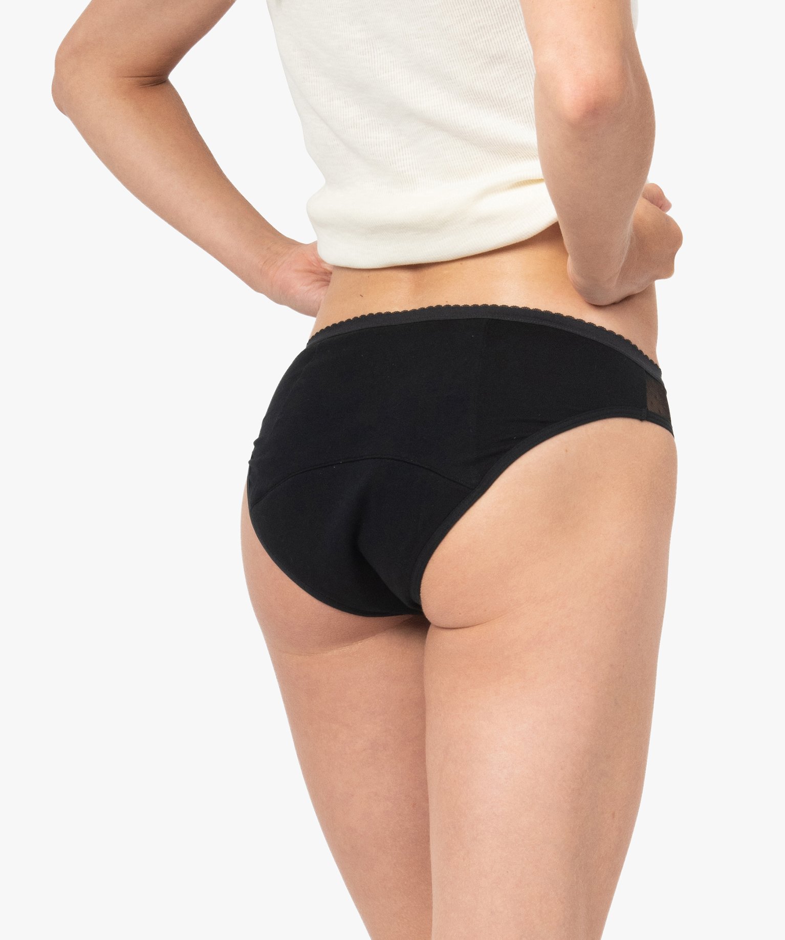 Culotte menstruelle en coton stretch et plumetis pour flux m... noir | GEMO