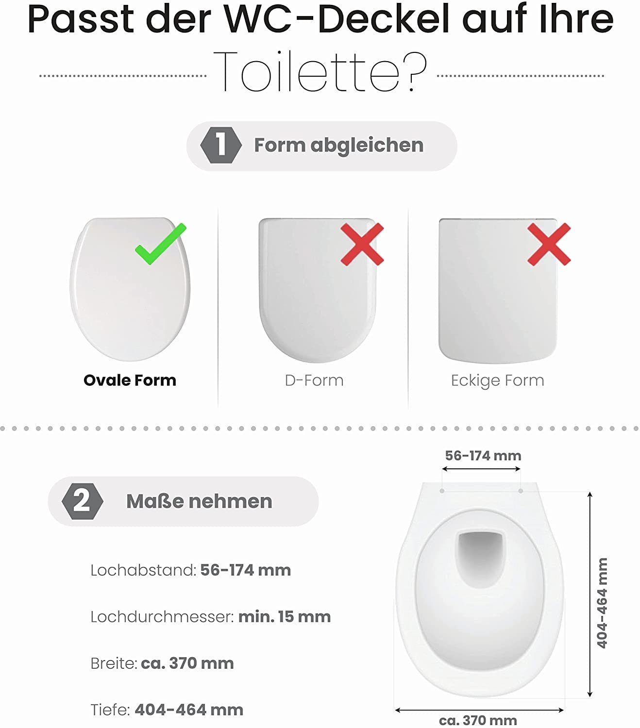 Benkstein WC-Sitz Premium Klodeckel antibakteriell- WC Deckel 2x Quick-Release, Toilettendeckel WC Sitz mit Quick-Release-Funktion und Soft close