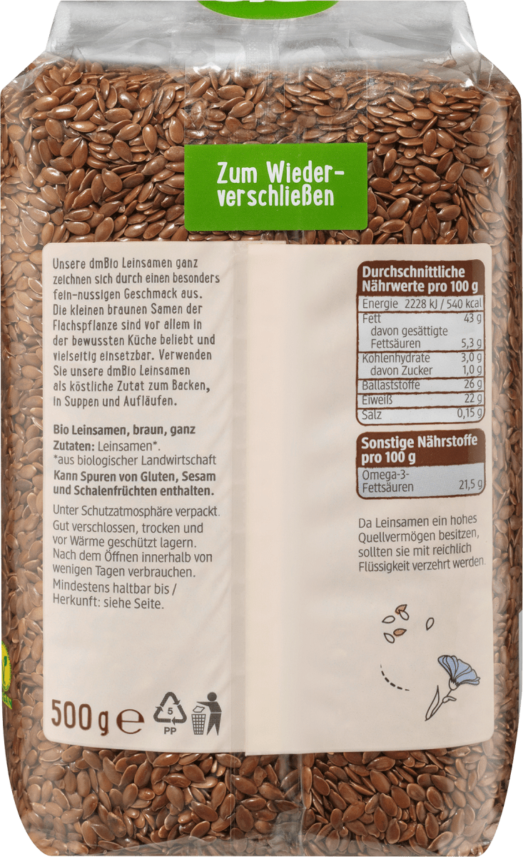 Leinsamen, ganz, 500 g