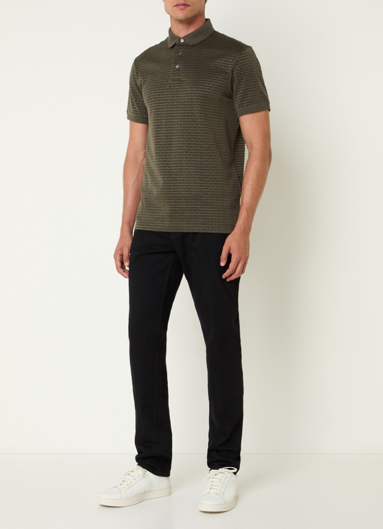 Polo Emporio Armani de corte regular em mistura de lyocell com estampa de logotipo em flocagem.