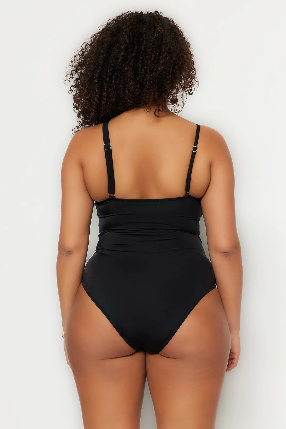 Trendyol Curve  Schwarzer One-Shoulder-Badeanzug TBSSS23AM00026