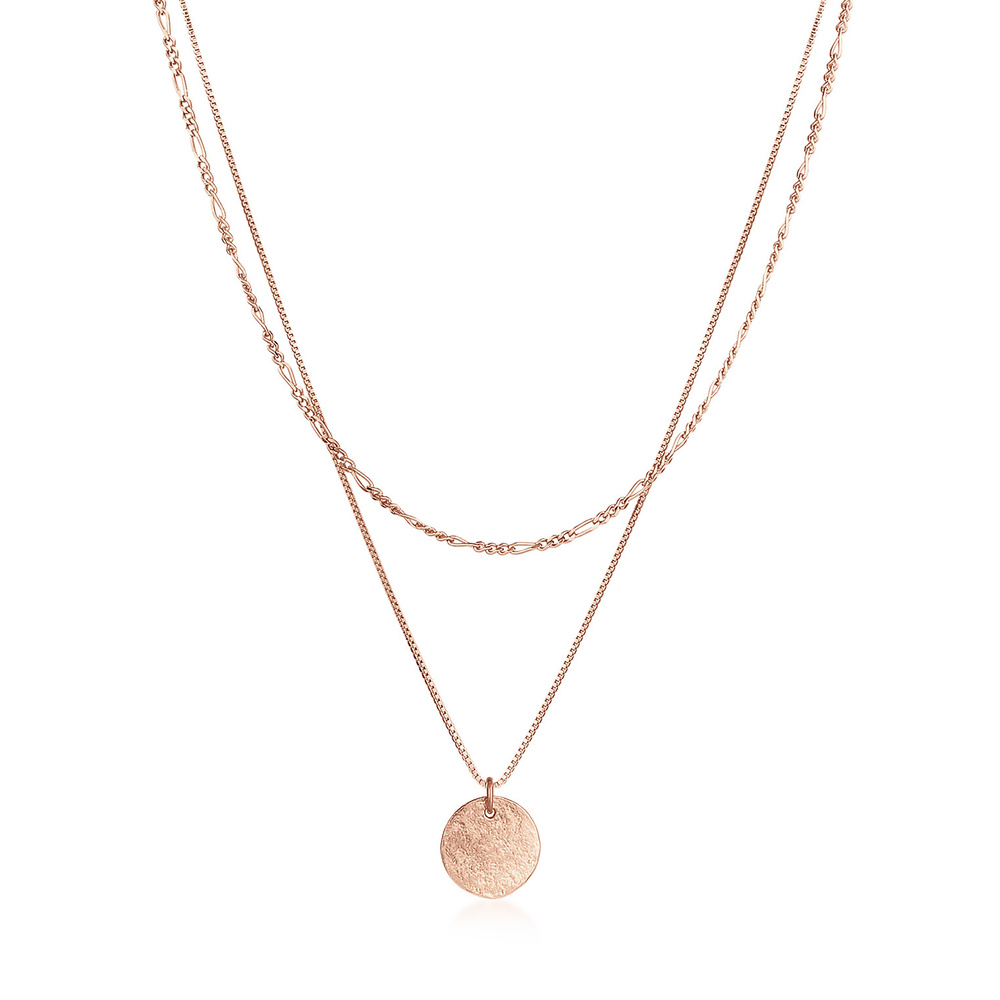 Elli Elli Collier Femmes Couches Pendentif Plaquette Boho en Argent Sterling 925 collier