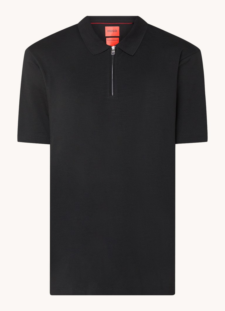 Polo HUGO BOSS Dekok de corte regular com meio zíper