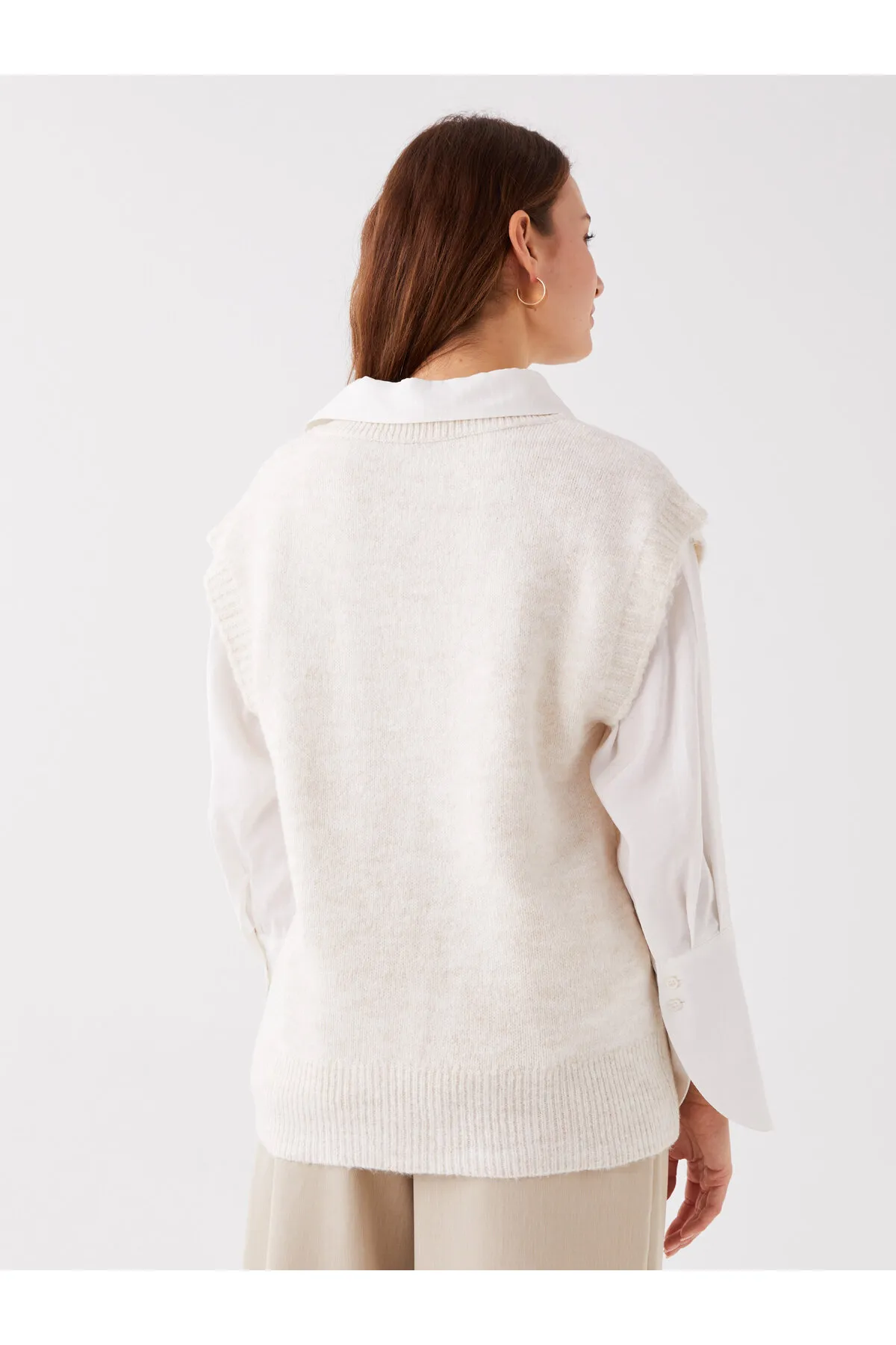 LC Waikiki  Strickweste - Ecru - Oversized