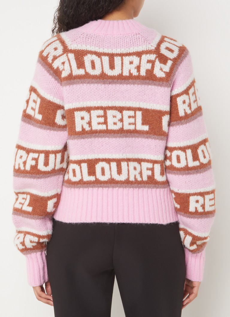 Fargerik Rebel Ximenia grovstrikket genser med brodert logo
