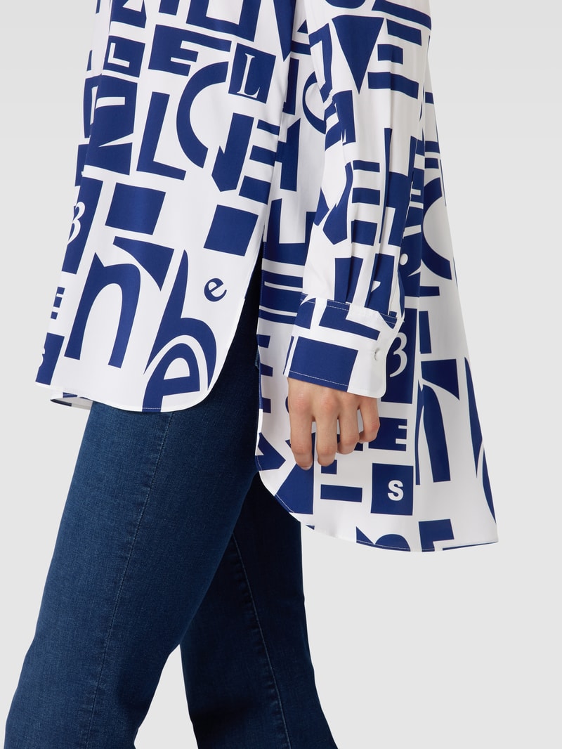 Hemdbluse mit Allover-Muster in royalblau