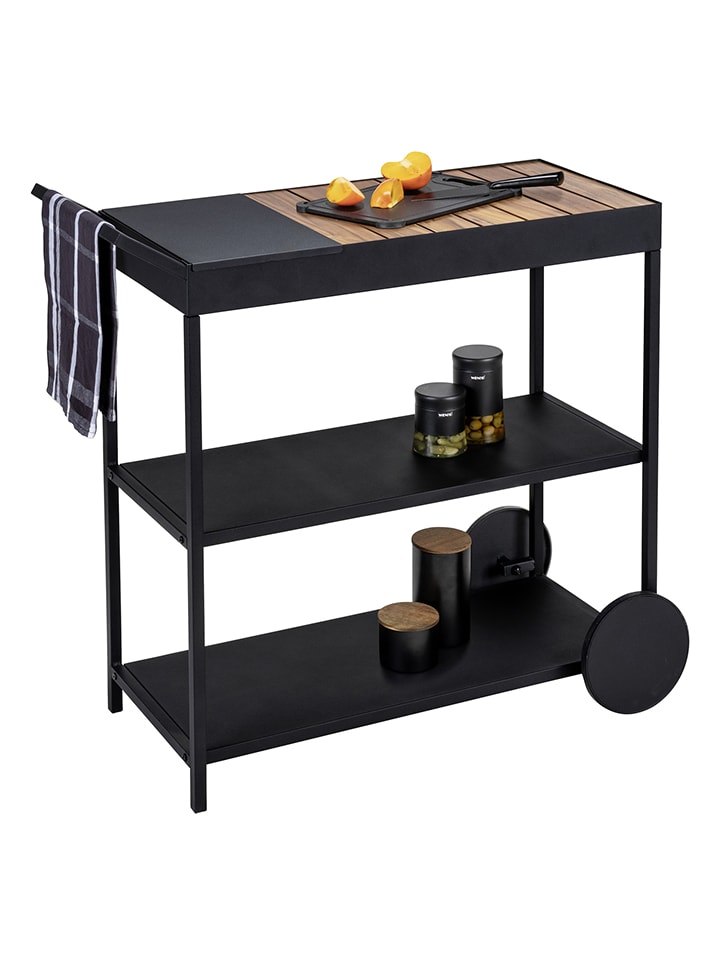 Wenko Servierwagen ''Miro'' in Schwarz/ Braun - (B)80 x (H)98 x (T)40 cm günstig kaufen onesize