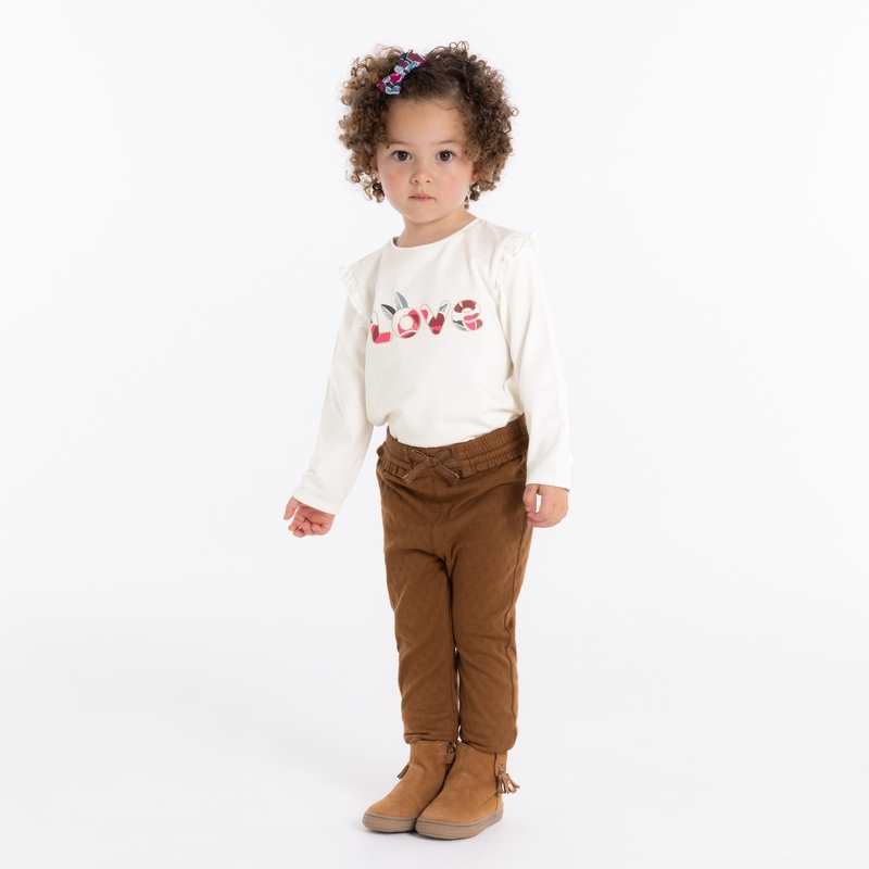 T-shirt Love manches à volants blanc bébé fille
