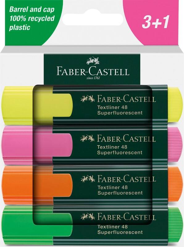 Faber-Castell Textliner 48 Textmarker Farbig sortiert Mittel Keilspitze 5 mm Nachfüllbar 4 Stück
