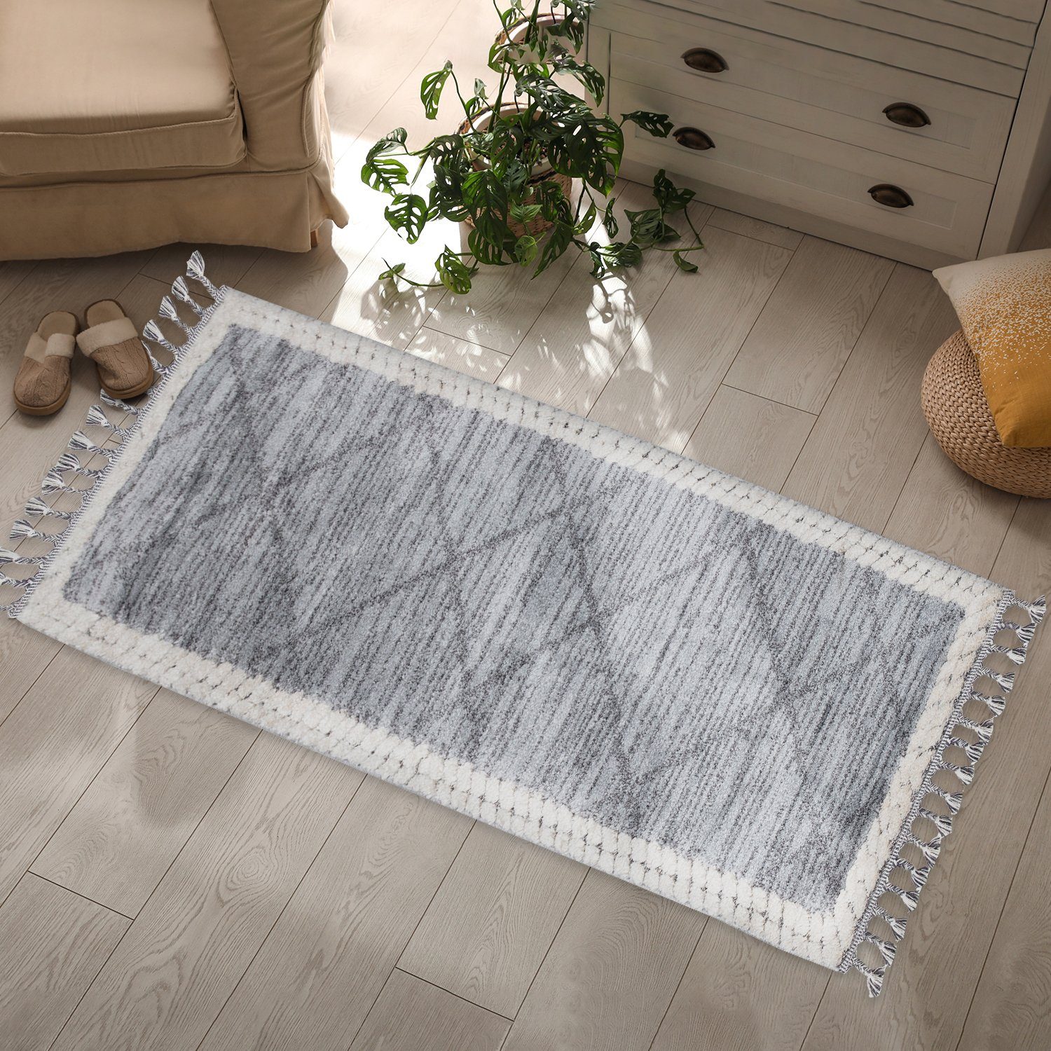 Teppich Boho Skandinavisch Style - Hochtief Effekt Cut-& Loop, payé, Rechteckig, Höhe: 20 mm, Ornament Muster - Hochtief Effekt