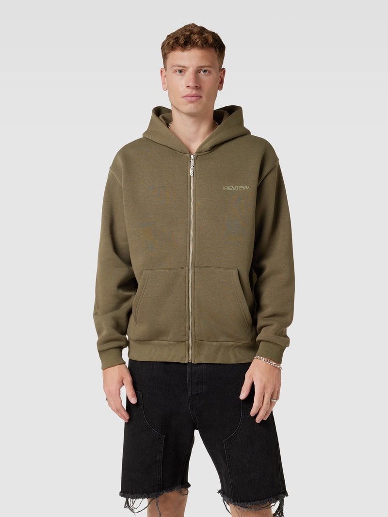 Sweatjacke mit Kapuze in khaki