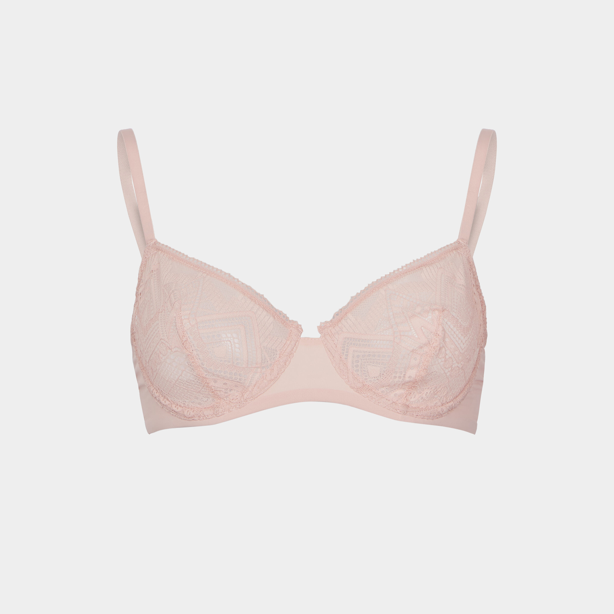 Soutien-gorge emboîtant en dentelle rose poudrée femme | La Halle