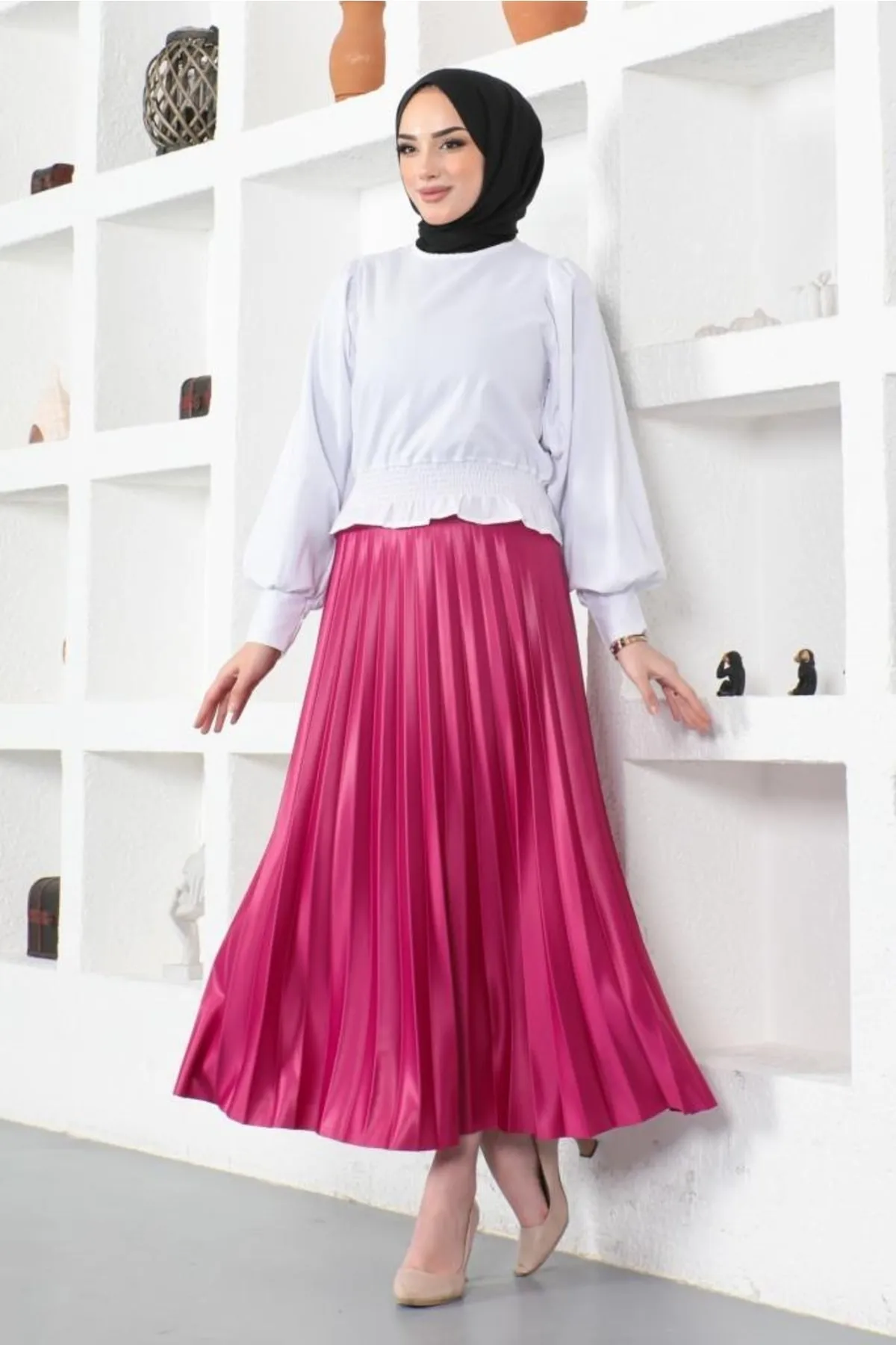 benguen  4538 Hijab-Faltenrock Fuchsia