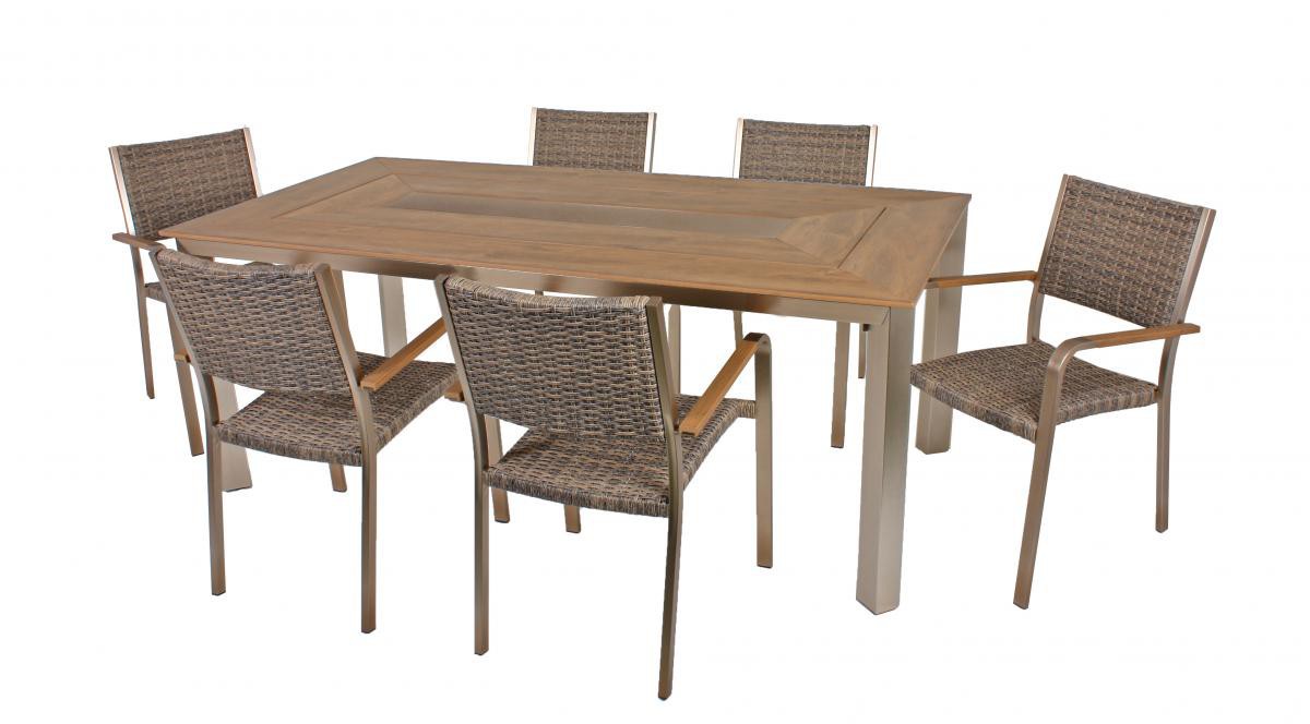 Garden Pleasure Harms Tischgruppe FLORENCE 9 tlg. / 1x Tisch 305266 / 8x Stapelstuhl 305267 / champagner