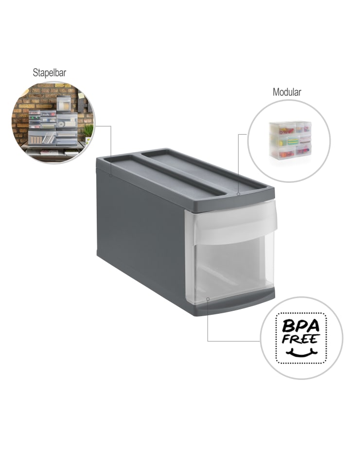 Rotho Systemix Schubladenbox mit 7l Schub, Kunststoff (PP) in Anthrazit günstig kaufen onesize