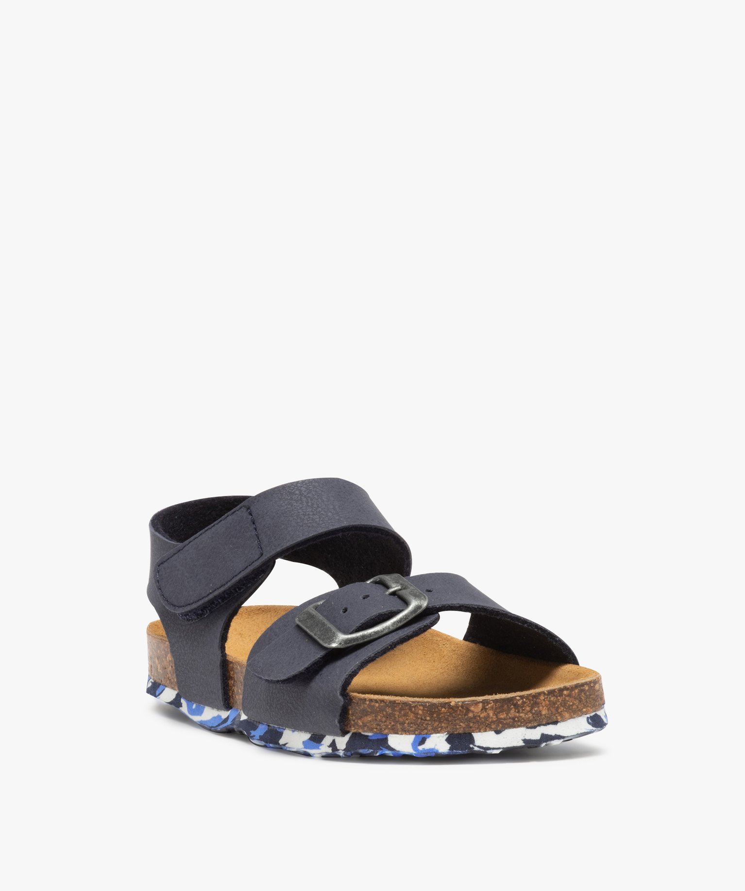 Sandales Garçon à semelle liège et brides unies marine | GEMO