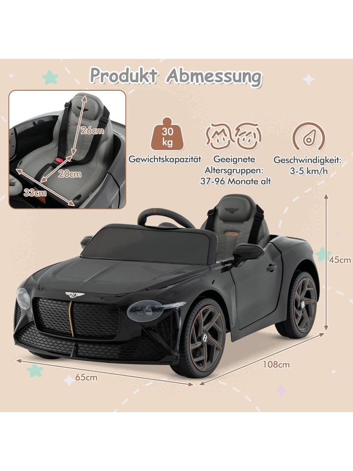 COSTWAY 12V Bentley Elektroauto ab 3 Jahren in Schwarz günstig kaufen onesize