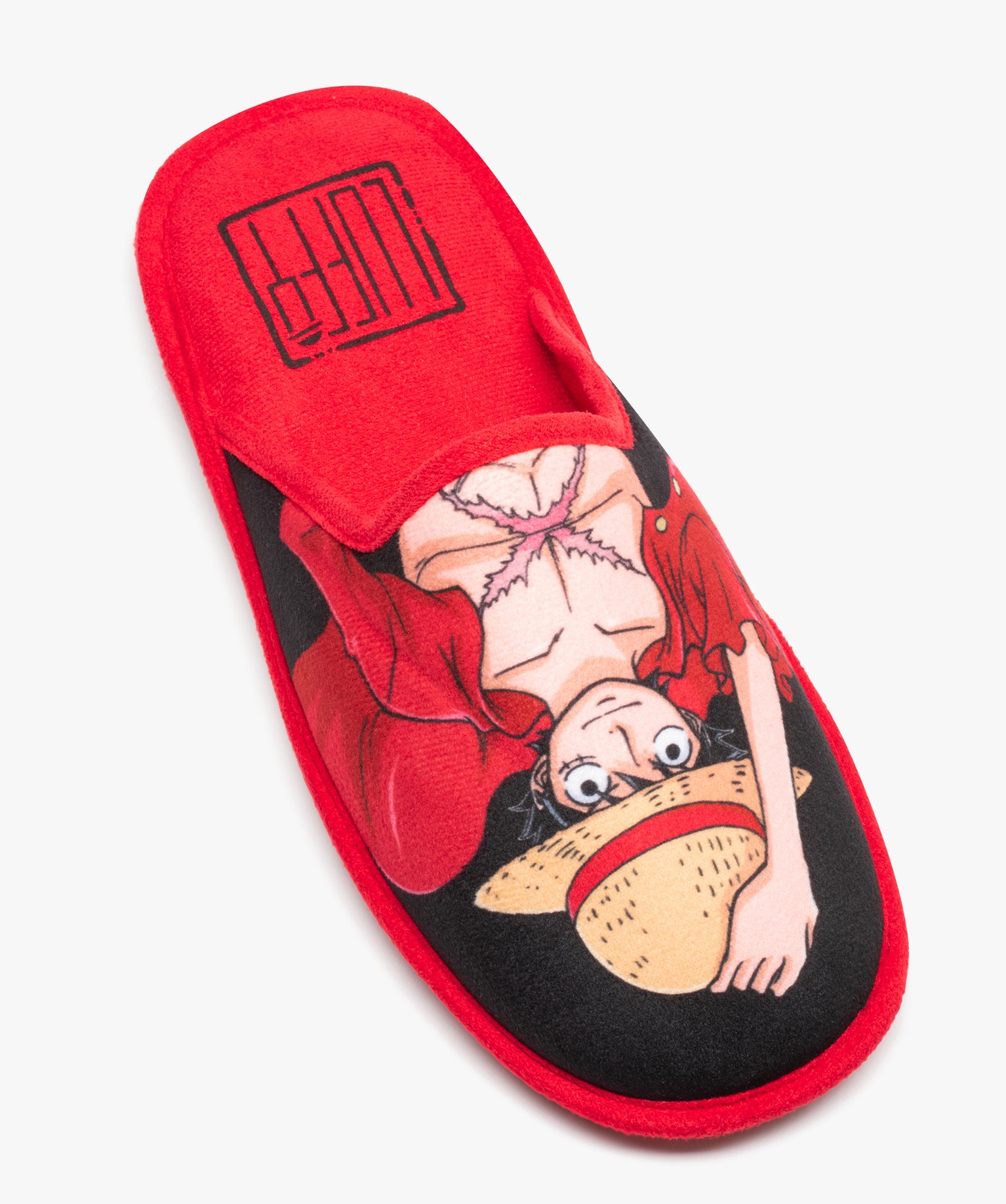 Chaussons homme mules plates en velours - One Piece rouge | GEMO