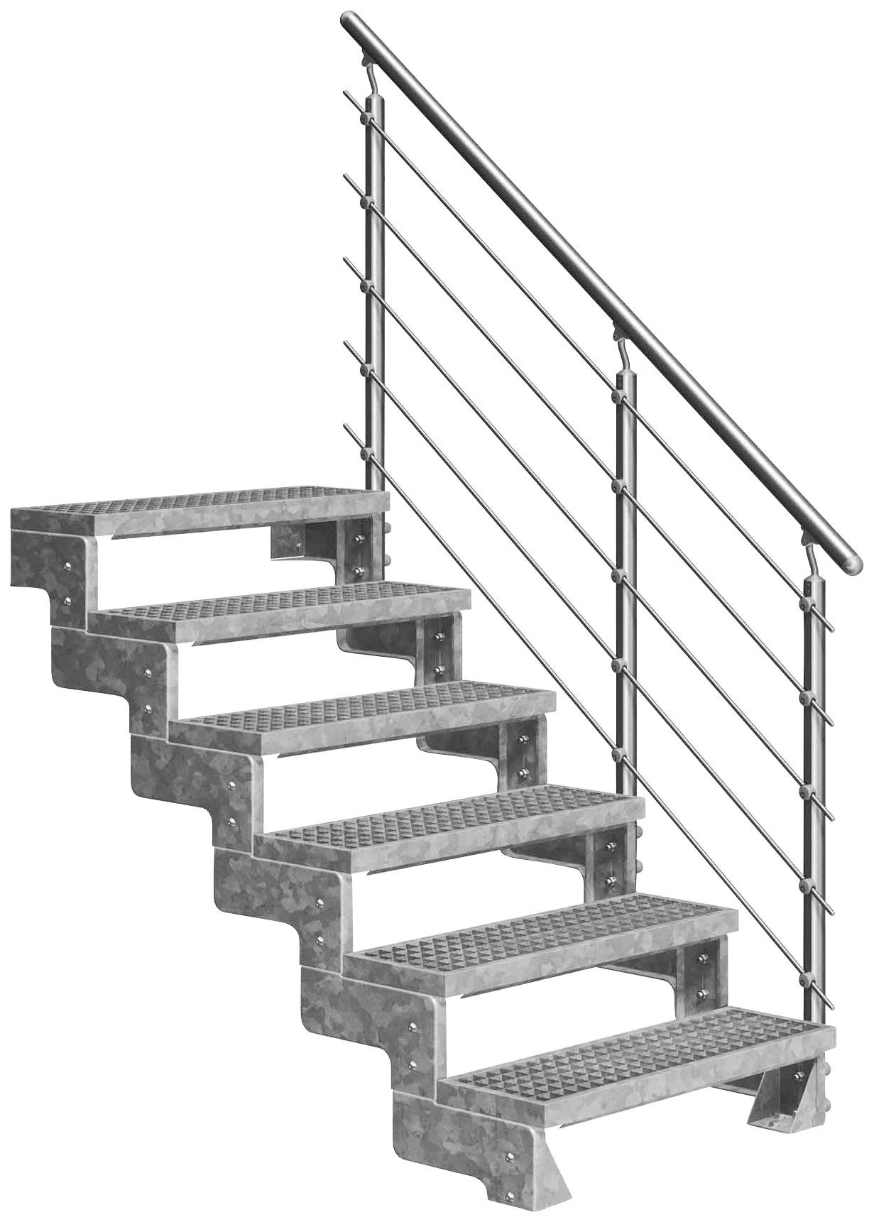 Dolle Außentreppe Gardentop, für Geschosshöhen bis 132 cm, Stufen offen, Gitterroststufen 100 cm