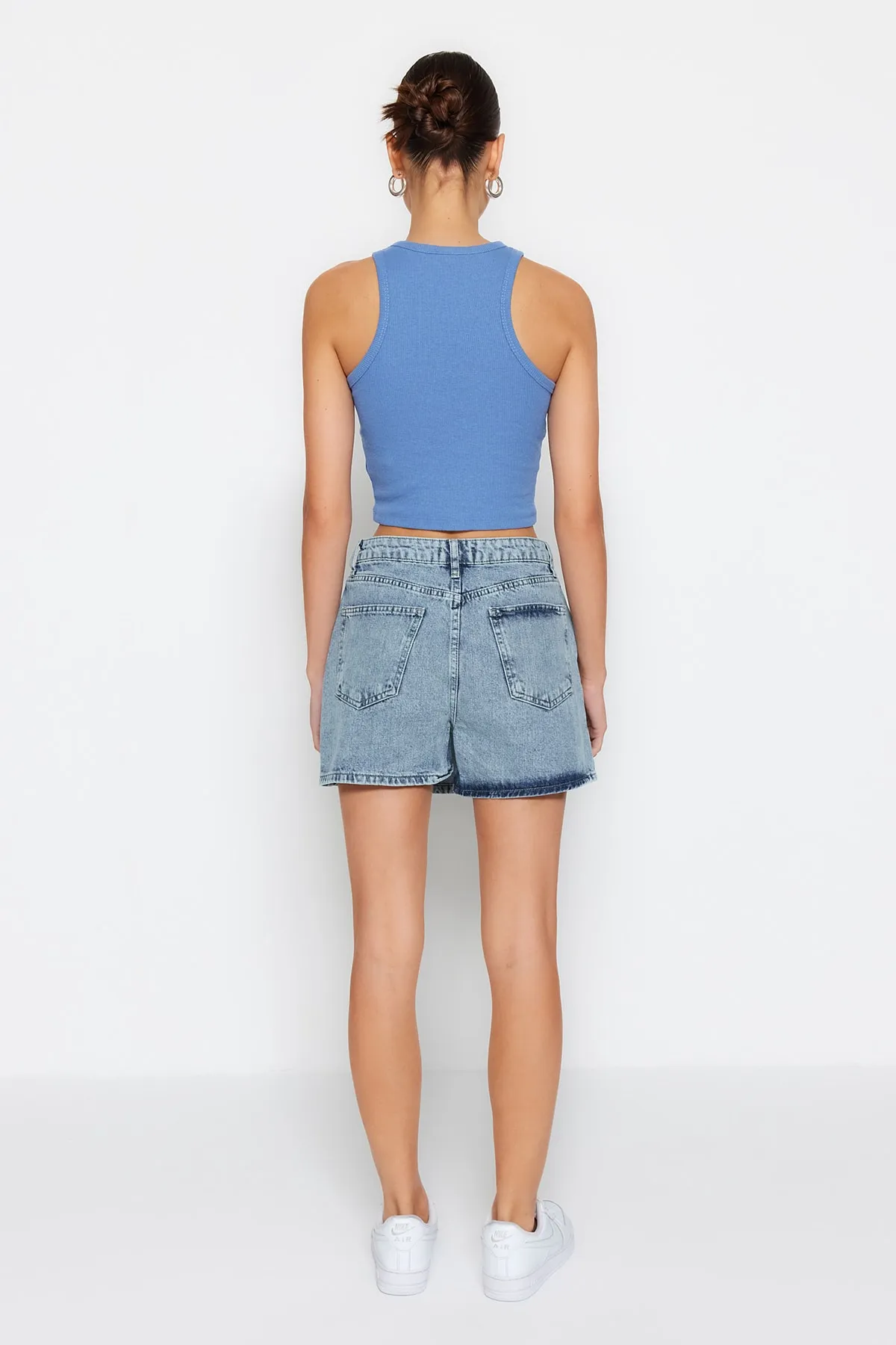 Trendyol Collection  Shorts - Blau - Hoher Bund