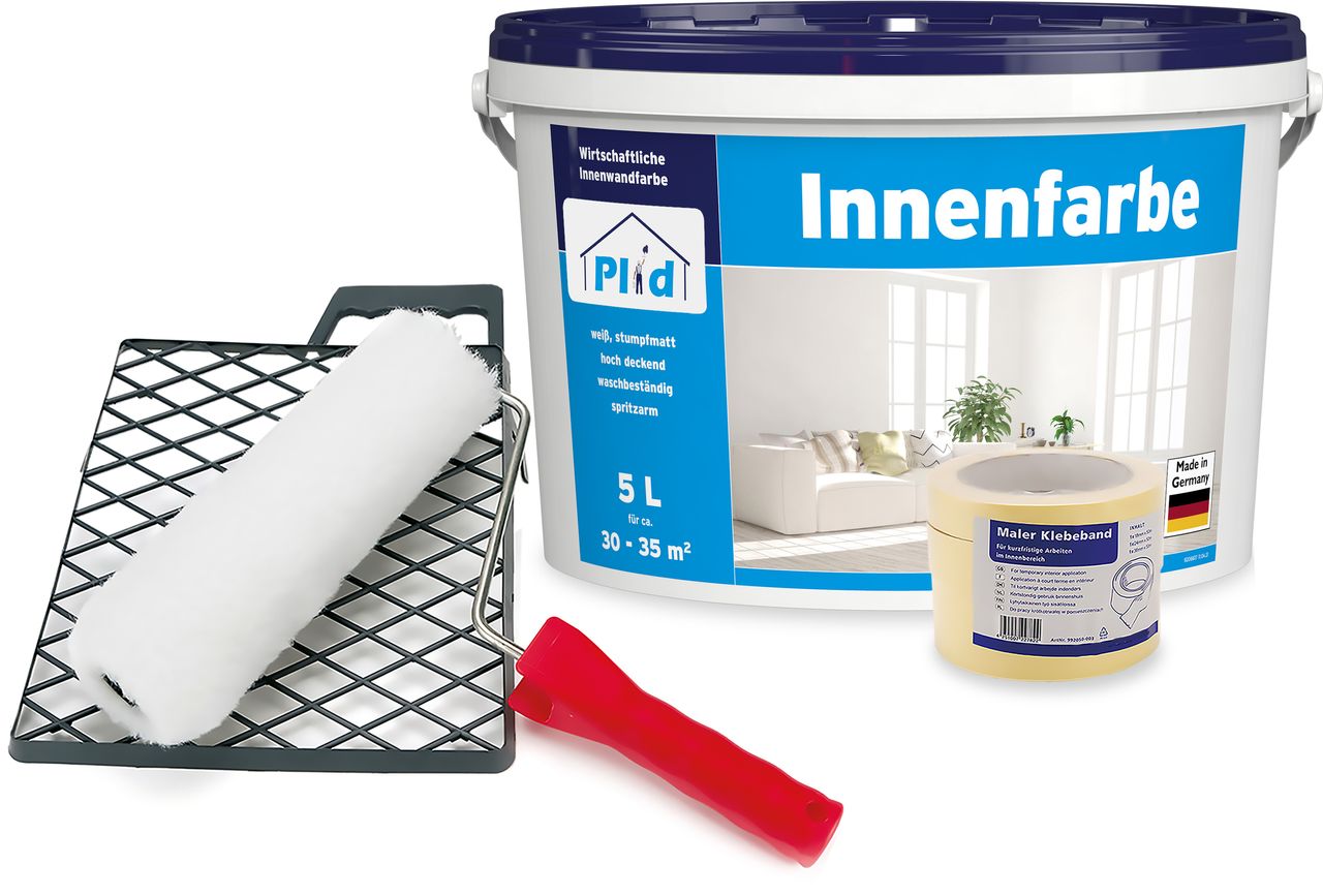 Plid Innenfarbe Wandfarbe Deckenfarbe Profi Farbe Set Weiß