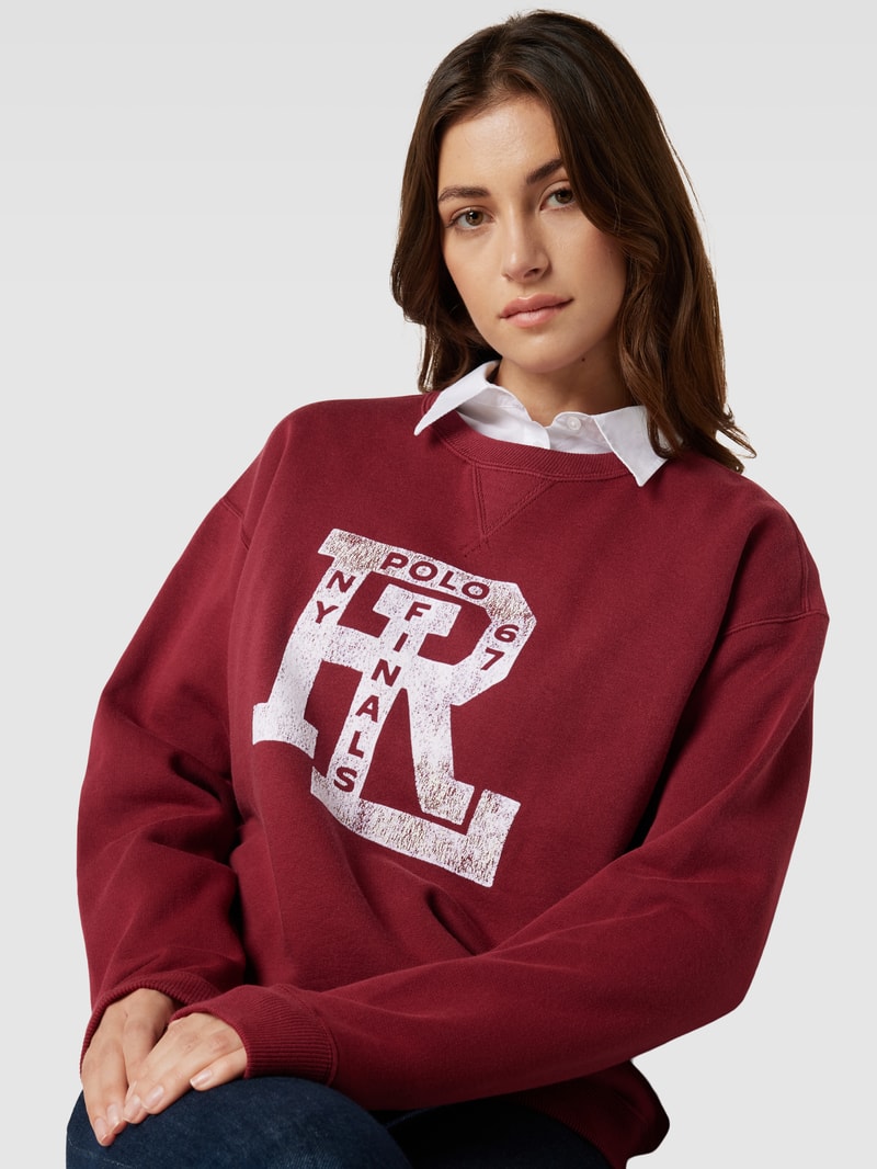 Sweatshirt mit Label-Print in rot