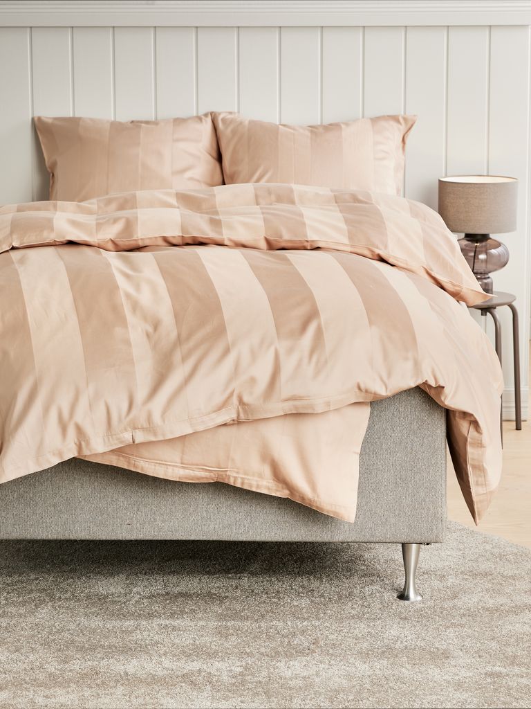 BARBO Bettwäsche-Set aus goldfarbenem Satin, 140 x 200 cm, sandfarben