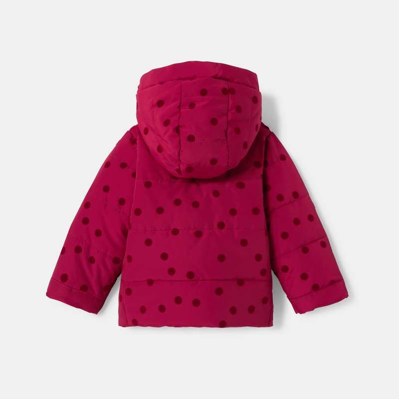 Doudoune à capuche imprimé pois rouge bébé fille Absorba
