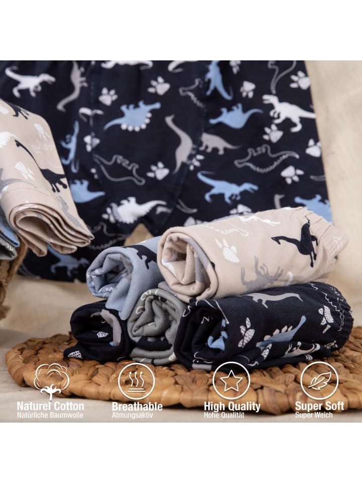 LOREZA 10er Set Boxershorts - Dinosaurier- Bunt günstig kaufen