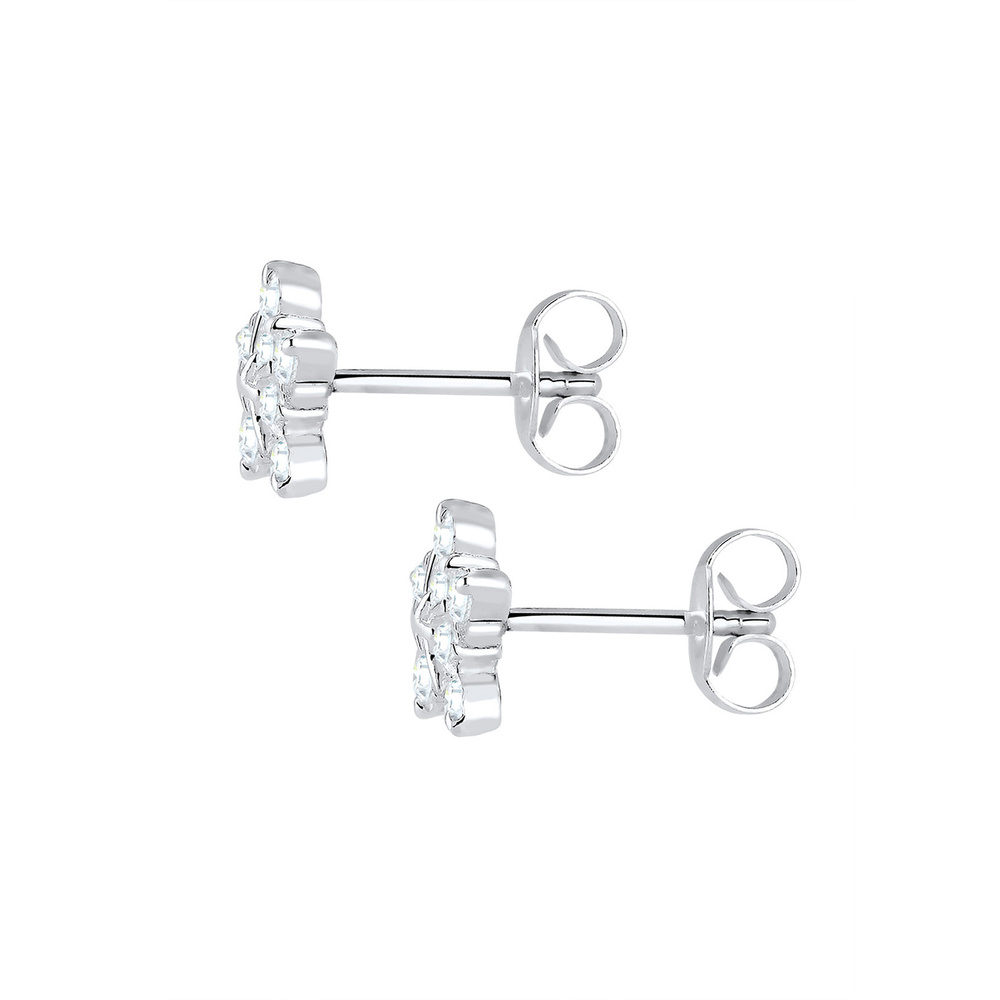 Elli Elli Boucles d'Oreilles Femme Motif de Flocon de Neige Ludique avec Zircon Cubiqu Boucles d'oreilles