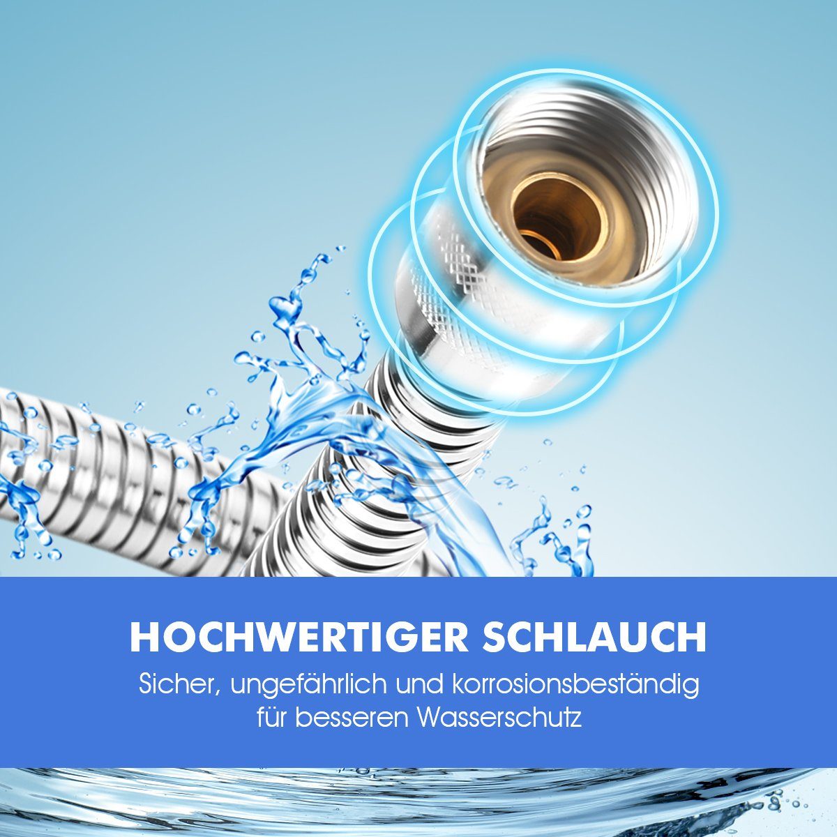 LETGOSPT Brauseschlauch 1.5m/2m Duschschlauch aus Edelstahl, Standard 1/2
