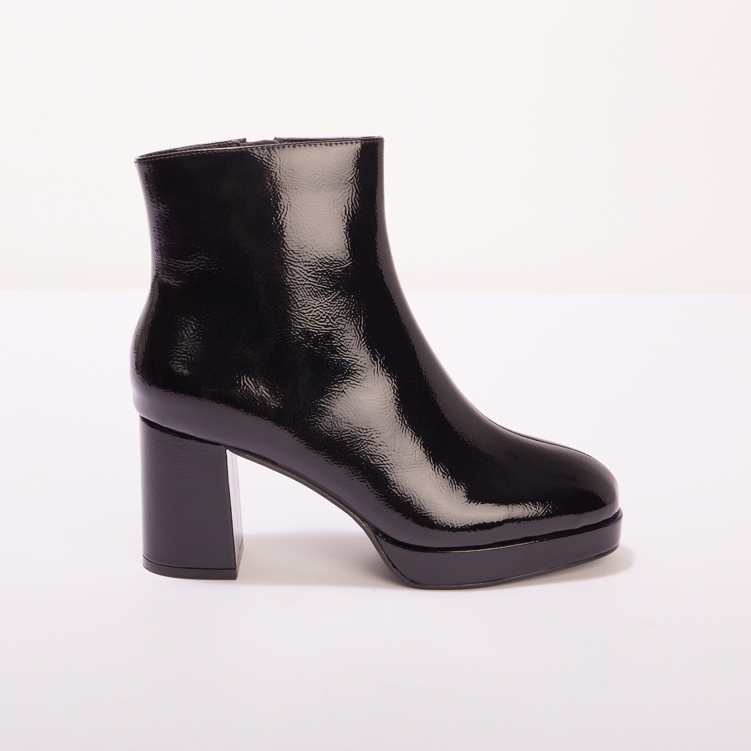 Bottines vernies talon haut noir femme | Cache Cache