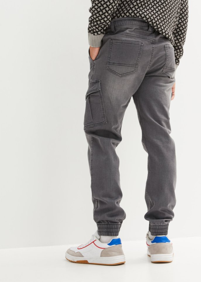 Regular Fit Sweat-Jeans mit Cargotaschen, Straight