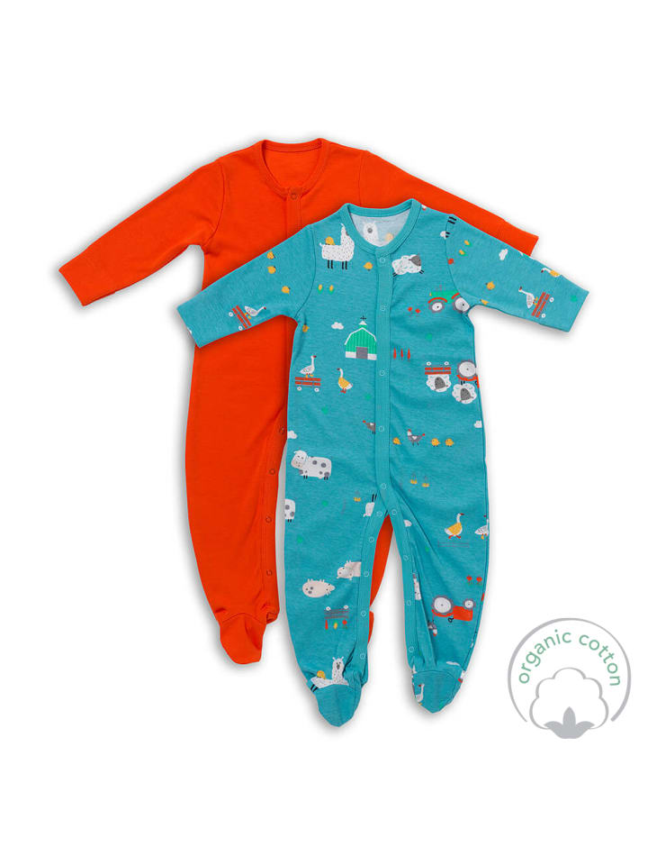 Schlummersack Bio Baby-Schlafanzug langarm 2er Pack in Blau günstig kaufen