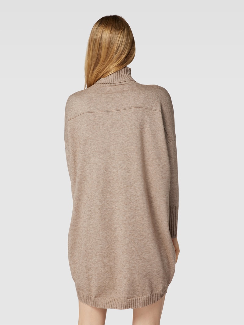 Knielanges Kleid mit Paspelierung in sand