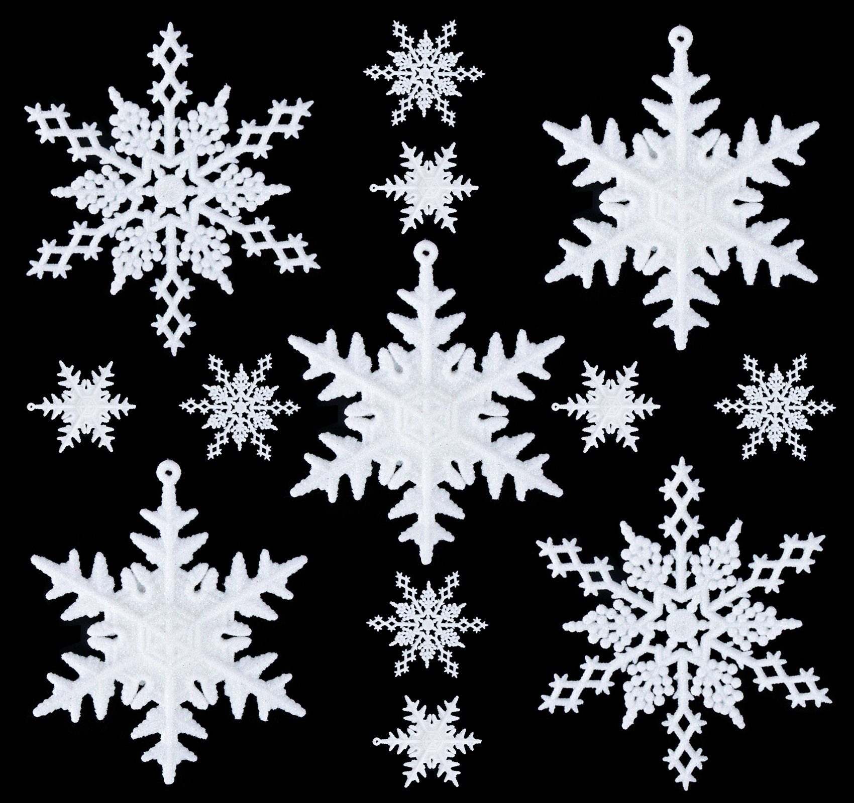 Homewit Christbaumschmuck Schneeflocken Weihnachten Deko Anhänger für Weihnachtsbaum (36-tlg), Glitzer Weihnachtsschmuck Weihnachtsdeko Set
