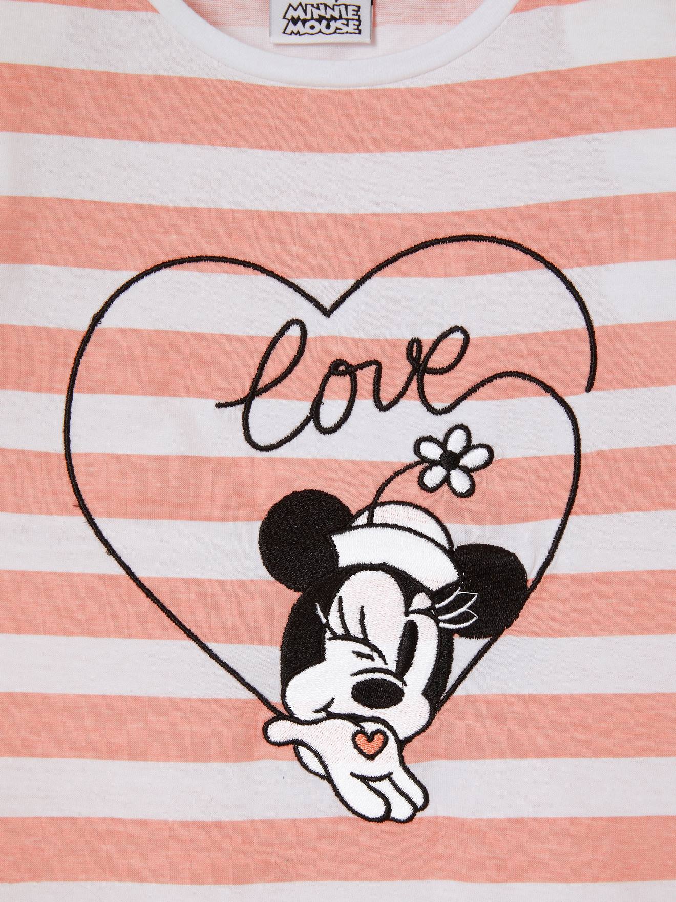 T-shirt avec épaulettes DS Minnie® fille rose poudré rayé