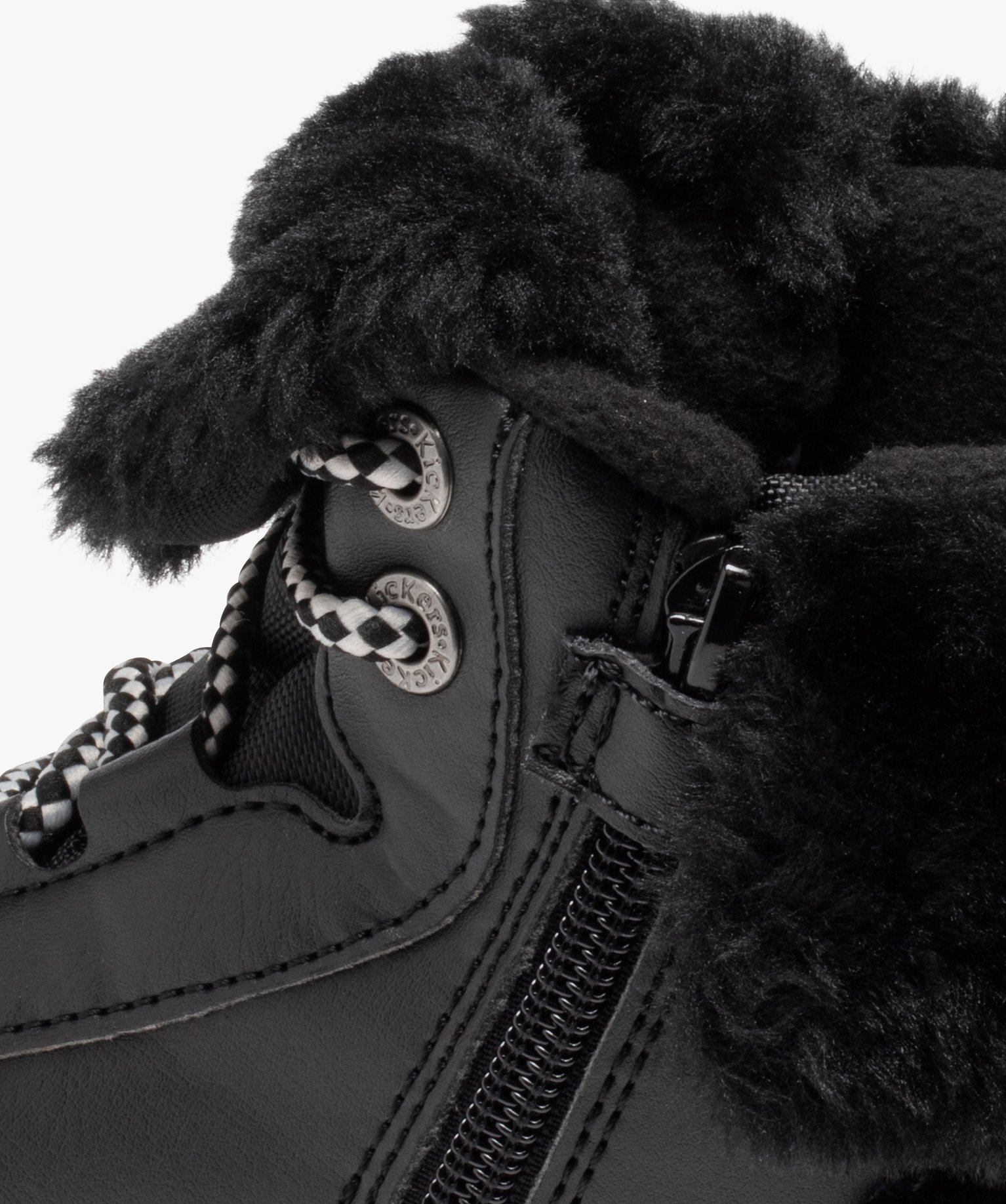 Boots fille unies à col fourré retourné - Kickers noir | GEMO