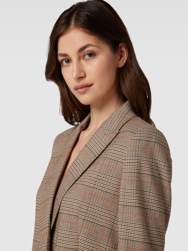 Blazer mit Hahnentrittmuster in camel