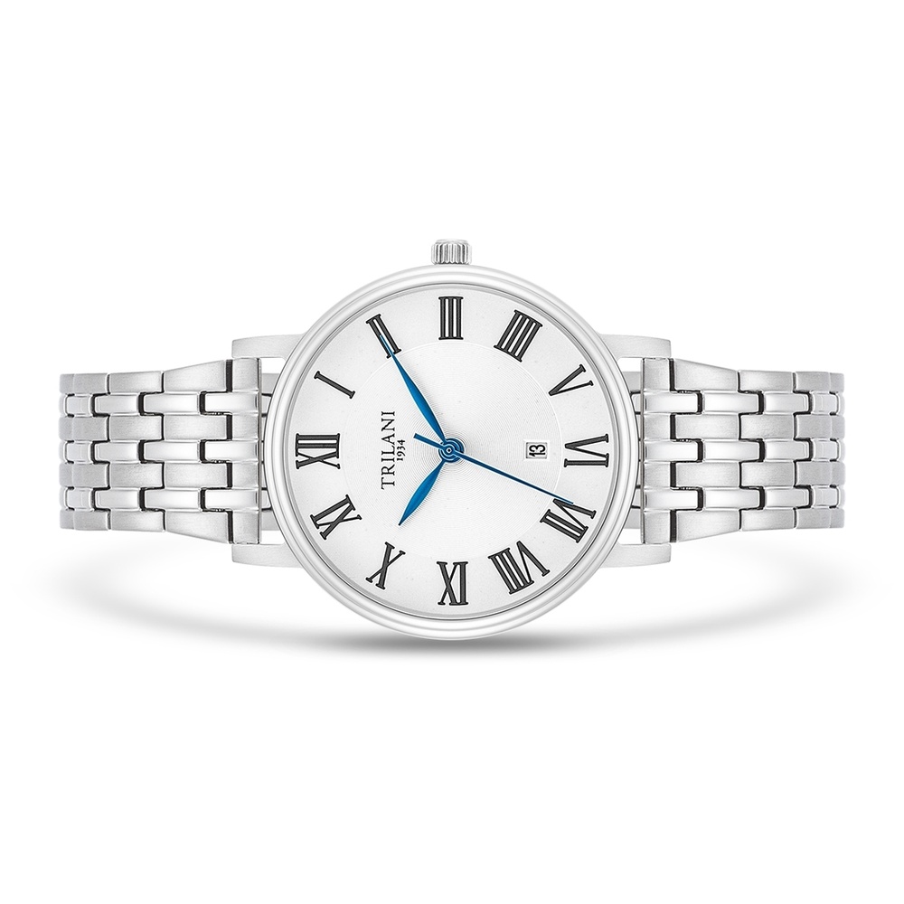Trilani Montre à quartz en Acier inoxydable en Argent Montre