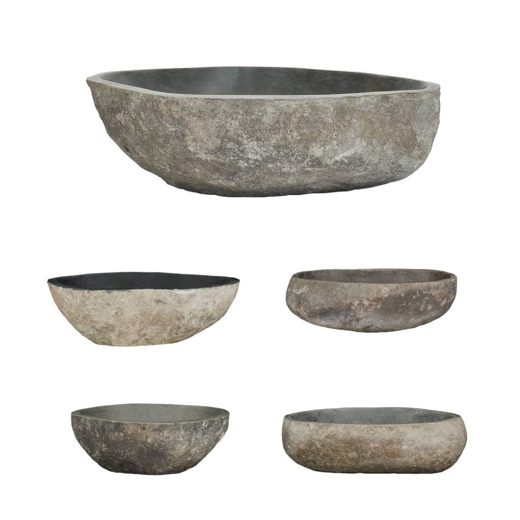 vidaXL Waschbecken Waschbecken Flussstein Oval 40 cm x 15 cm x 41 cm braun