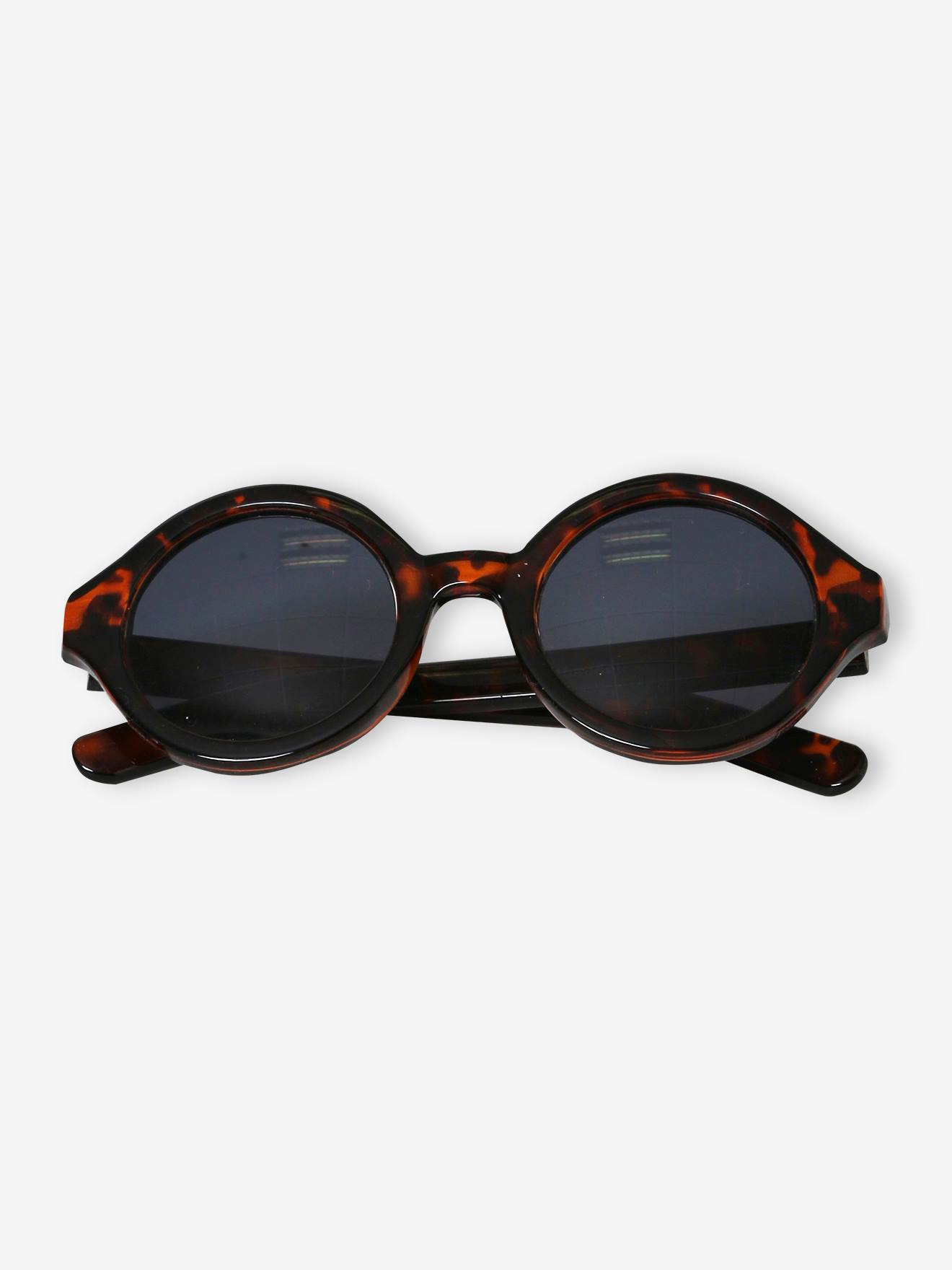Lunettes de soleil forme ronde écailles fille cappuccino