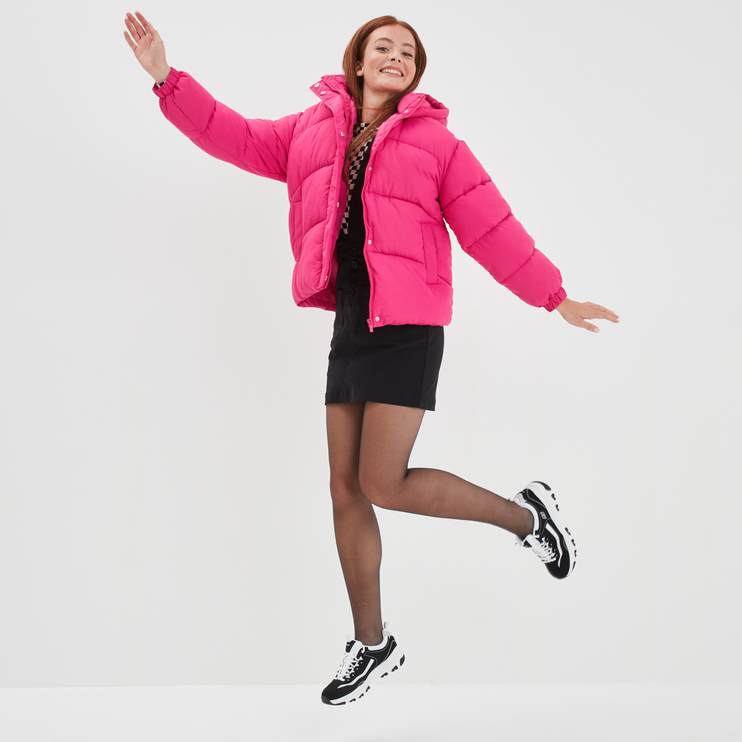 Doudoune oversize à capuche rose fushia femme | La Halle