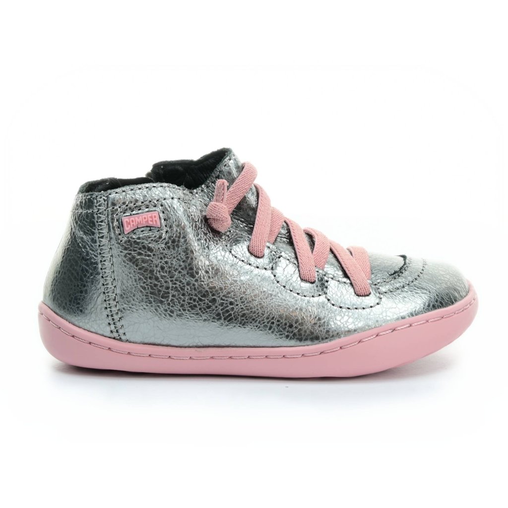 Camper Peu Cami Alu Meteor (K900131-019 First Walkers) silberne Mid Cut Barfußschuhe