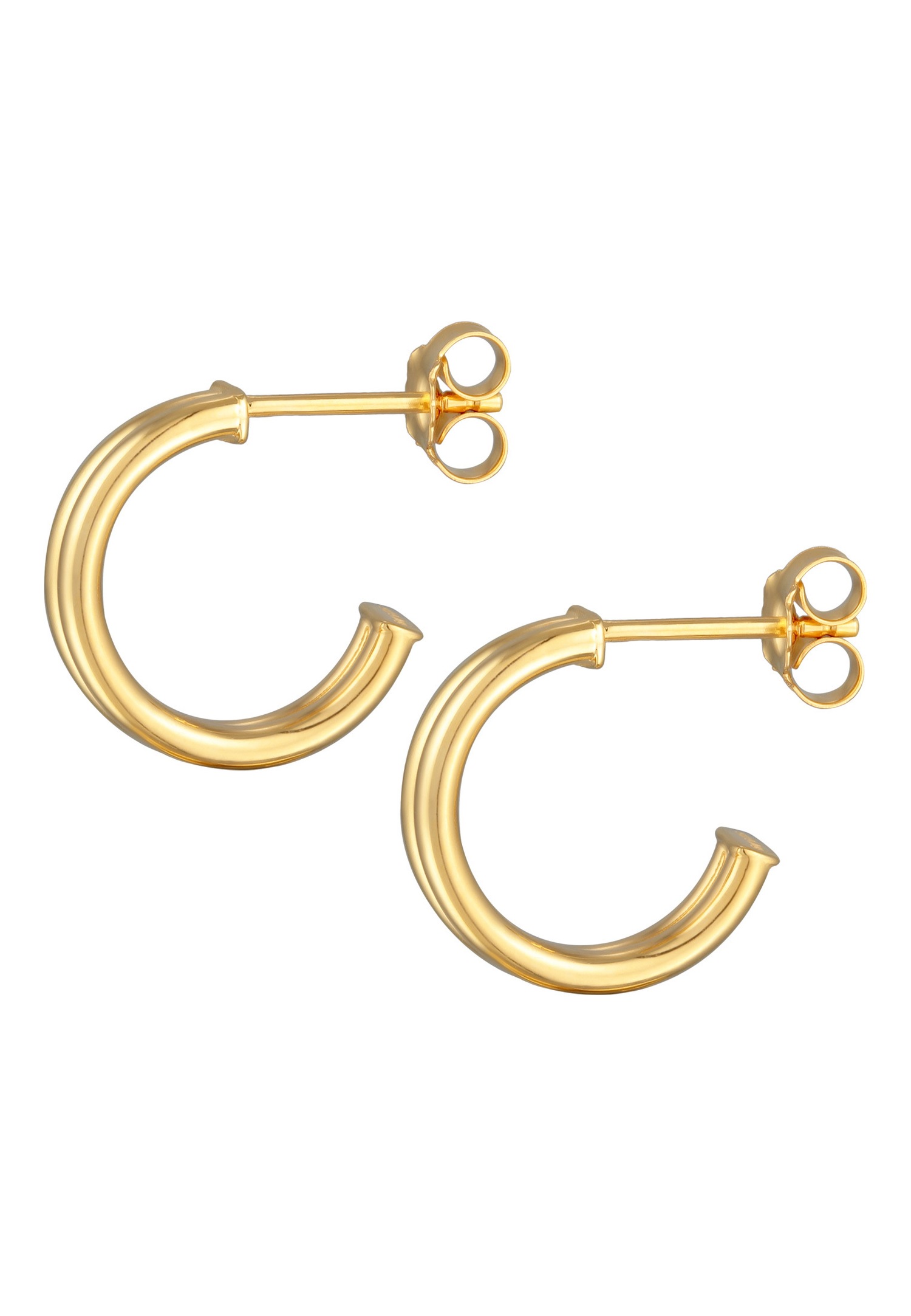 Orecchini a cerchio da donna Elli con connettore scanalato in argento sterling 925 placcato oro
