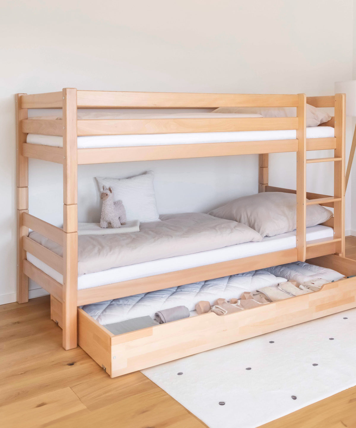 Etagenbett Buche Mittelhoch Transparent lackiert
