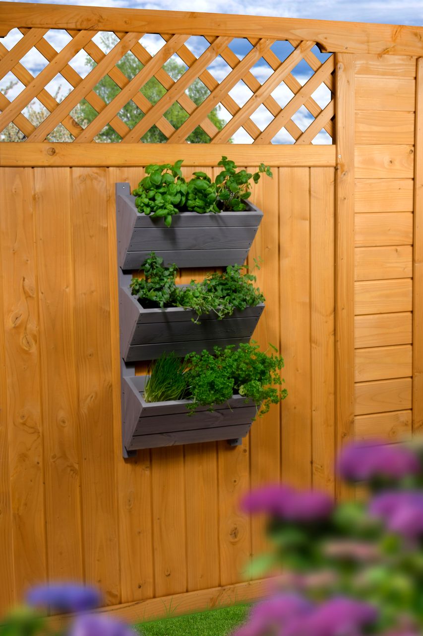 dobar 3-stufiges Wand-Pflanzbeet, Grau