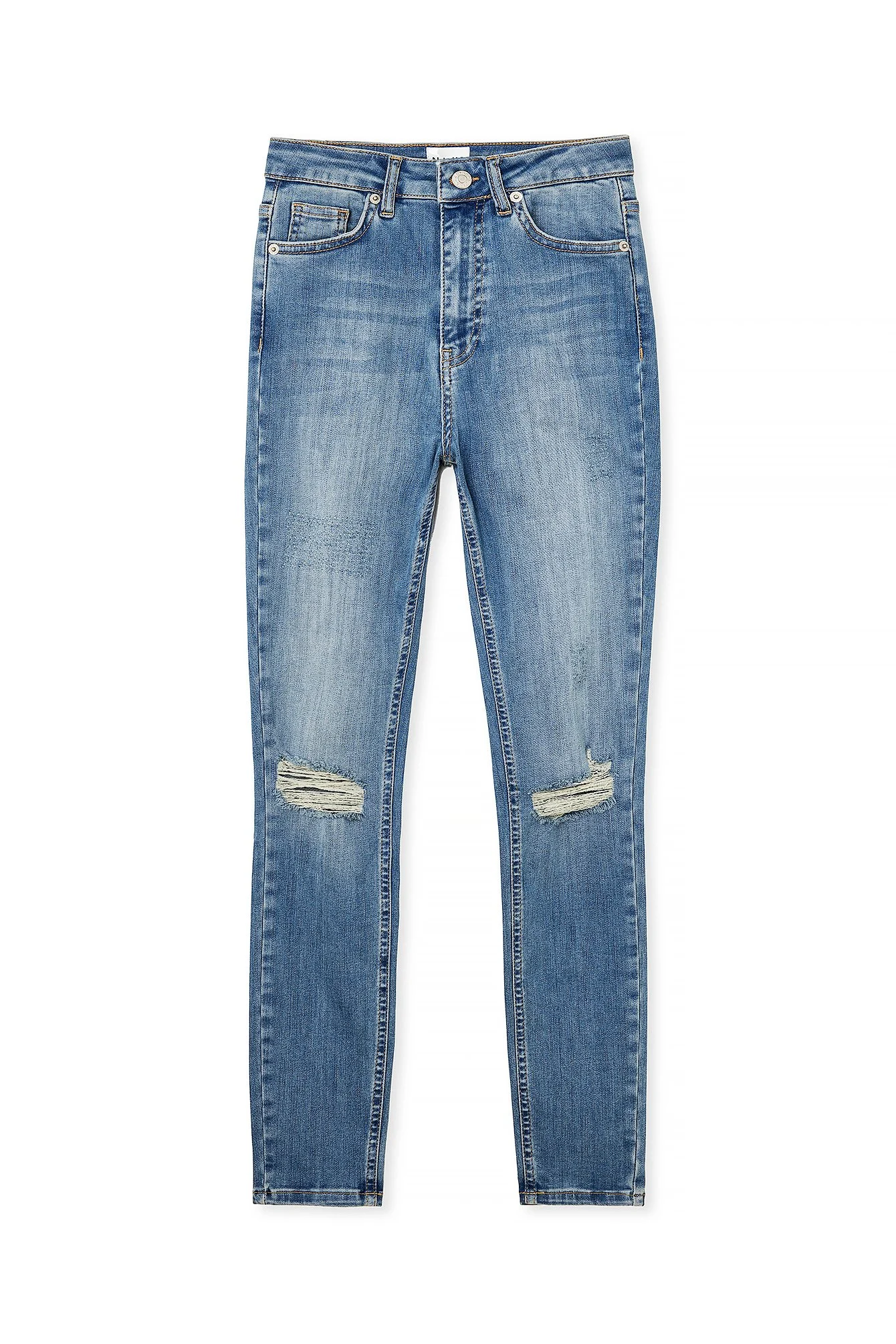 Skinny Jeans mit hoher Taille Used-Look