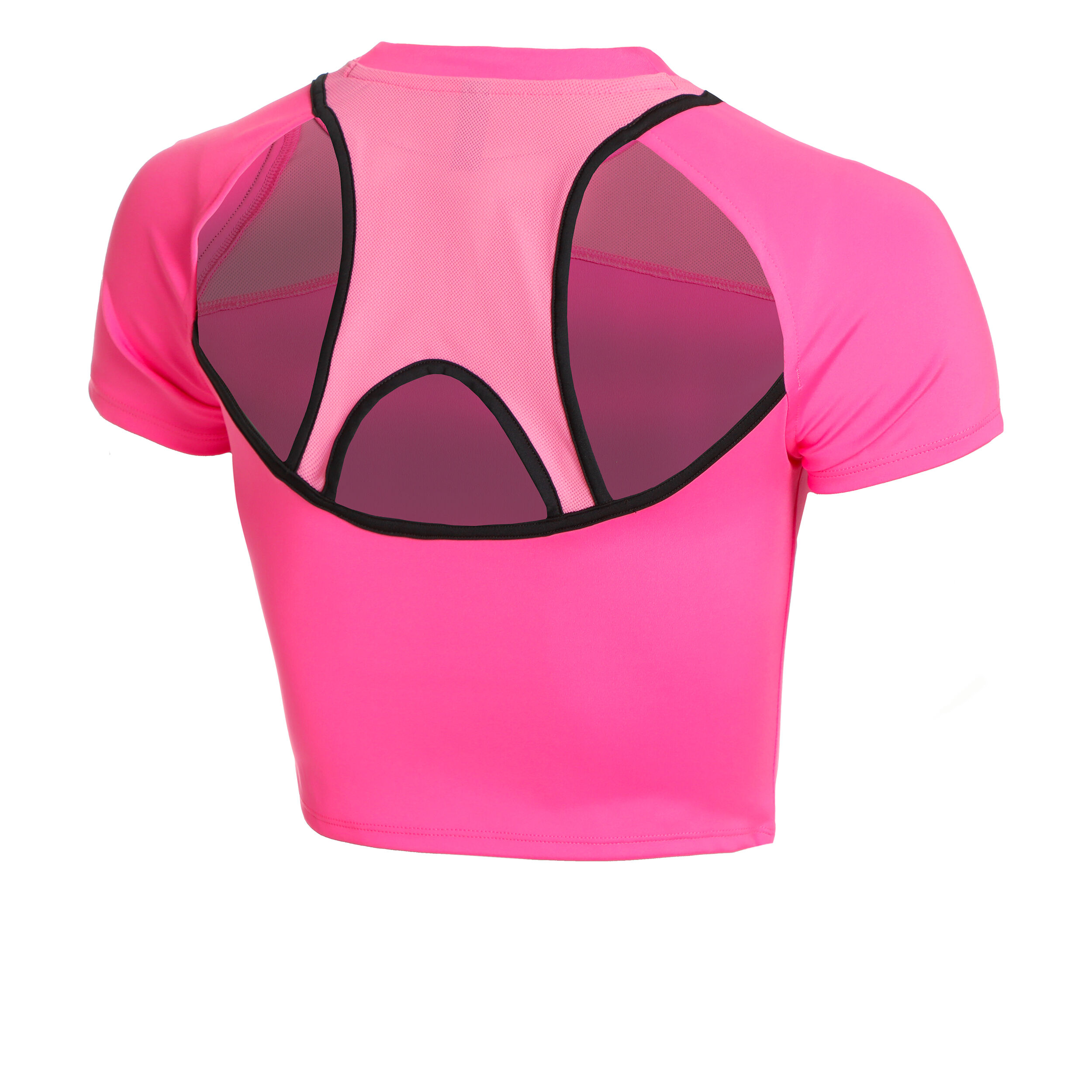 Run Anywhere Crop Laufshirt Damen - Pink, Schwarz